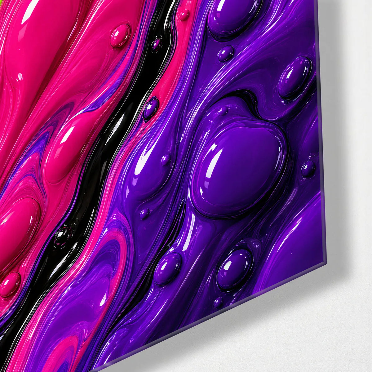 Colour in the Flow — corner detail of glass wall art