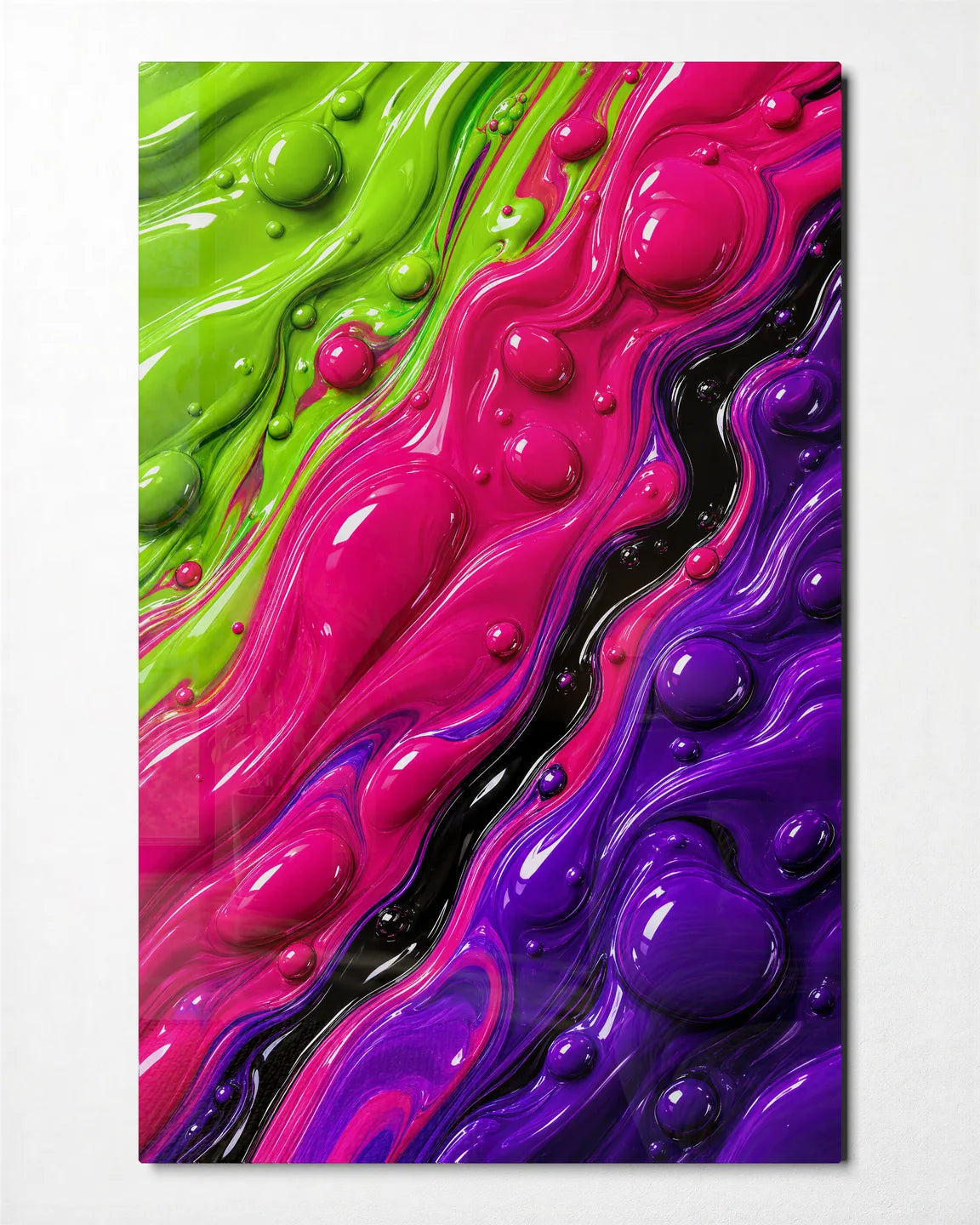 Colour in the Flow — front view of glass wall art