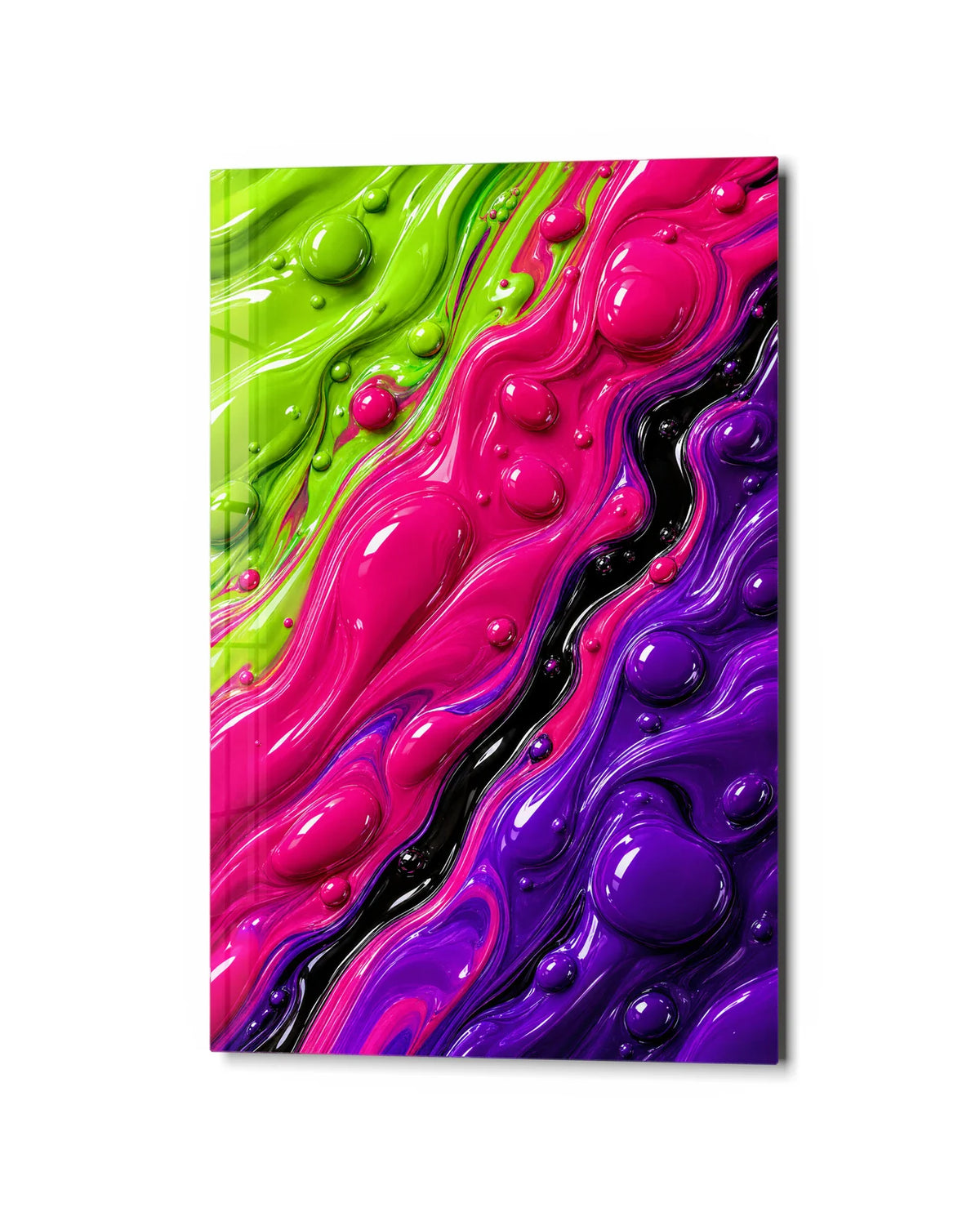 Colour in the Flow — studio view of glass wall art