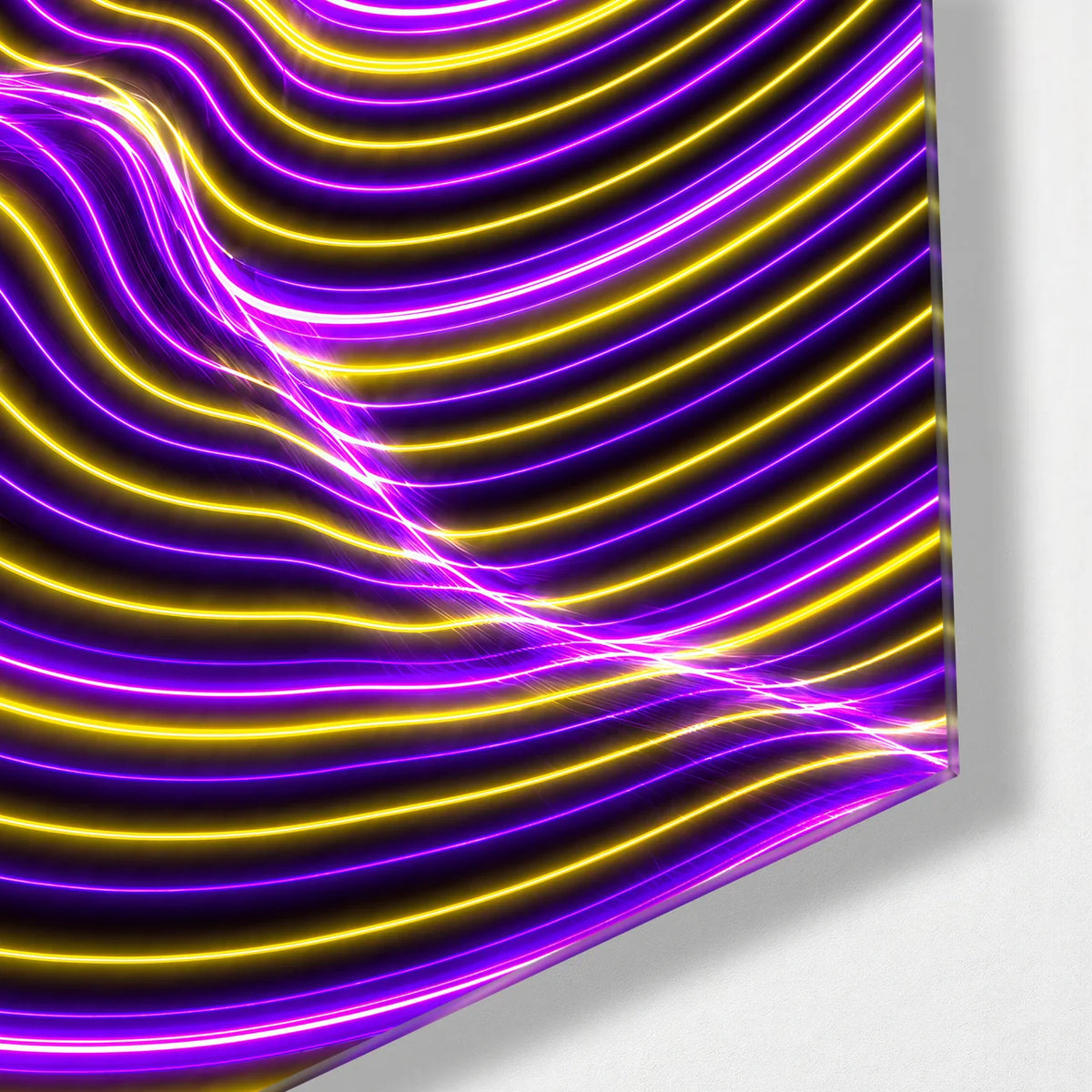 Rings Under Tension — corner detail of glass wall art