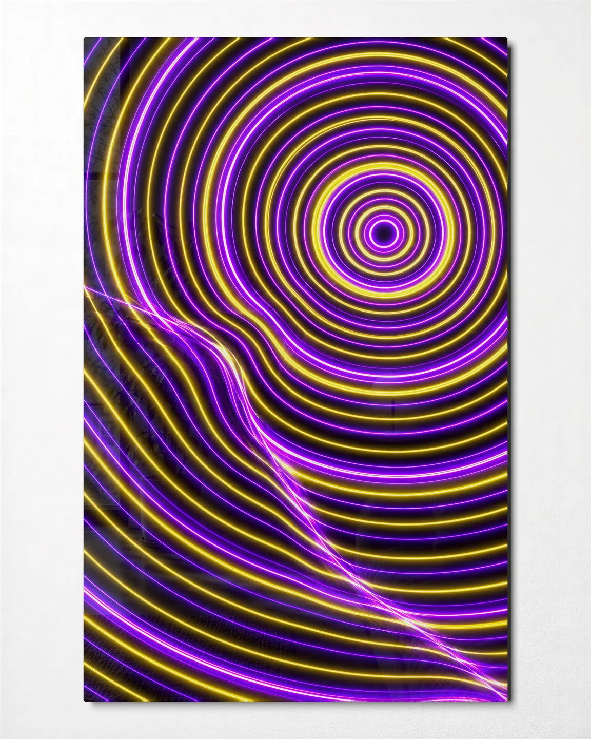 Rings Under Tension — front view of glass wall art