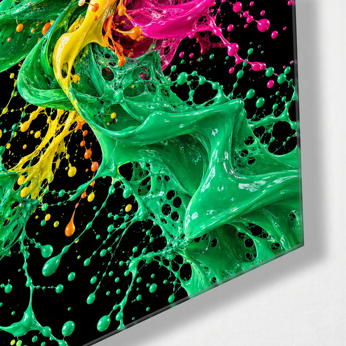 Three Colour Splash — corner detail of glass wall art