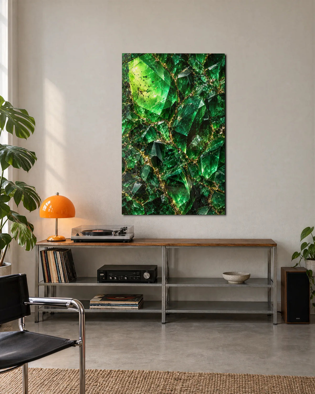 Green Facets — shown in a living space