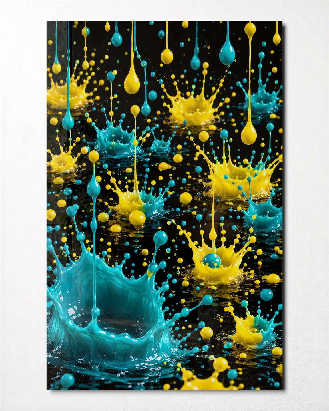Drops in Rhythm — front view of glass wall art