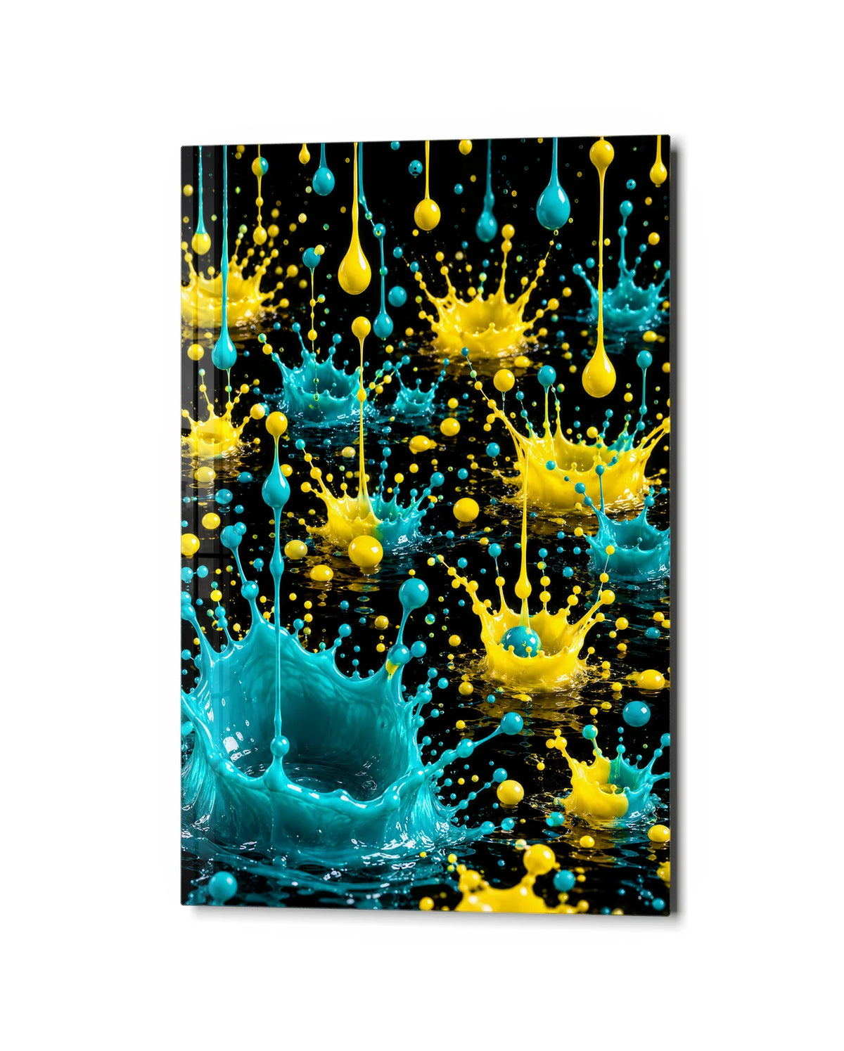 Drops in Rhythm — studio view of glass wall art