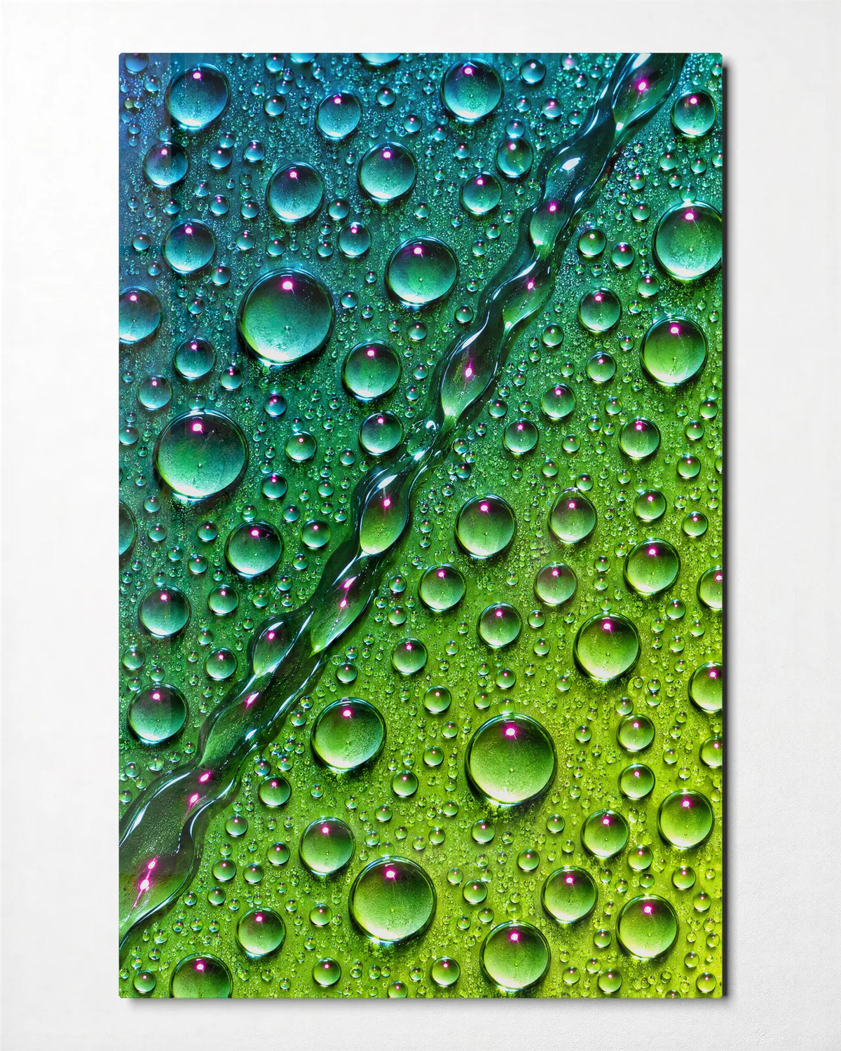 Dew in Two Colours — front view of glass wall art