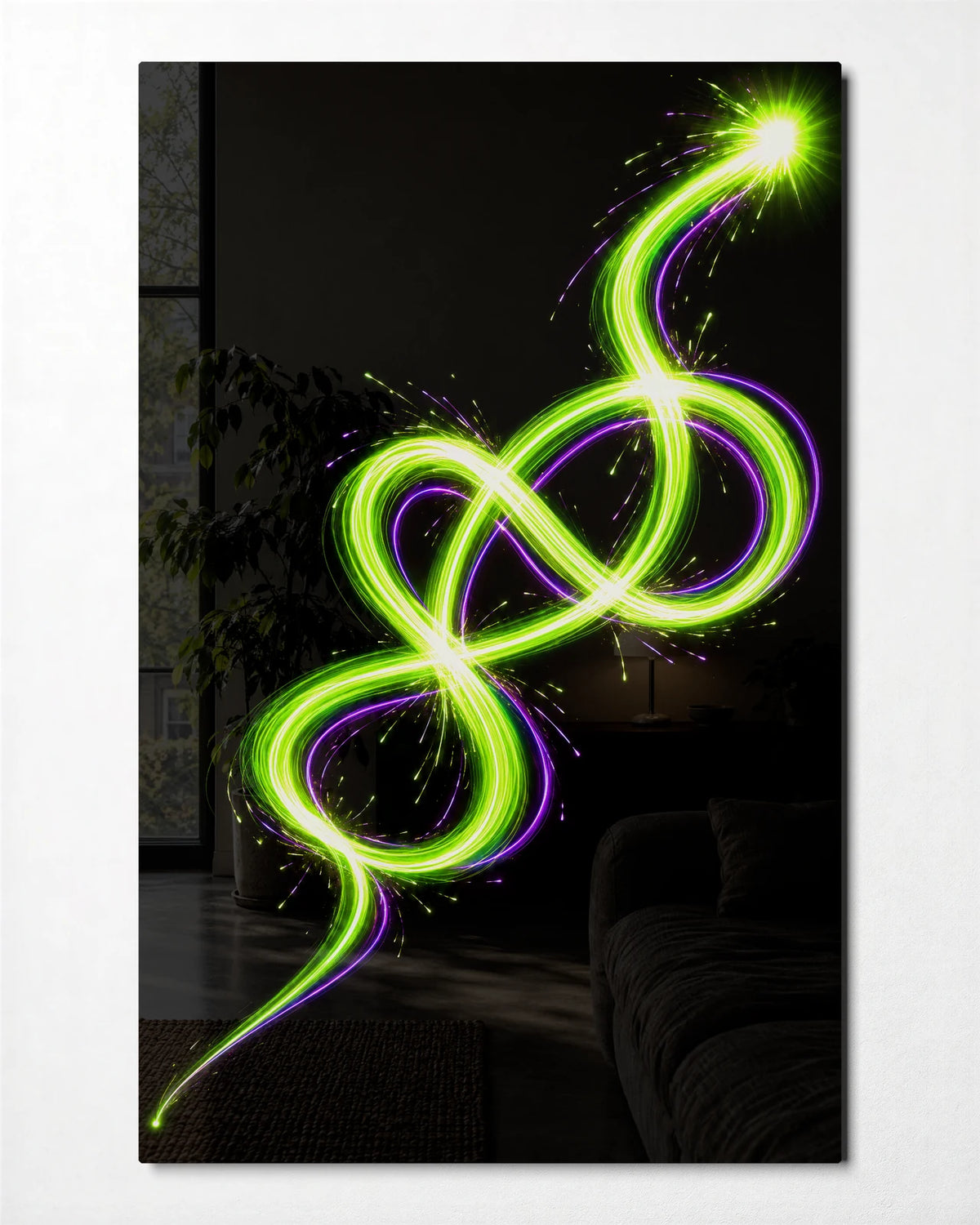 A Loop of Light — front view of glass wall art