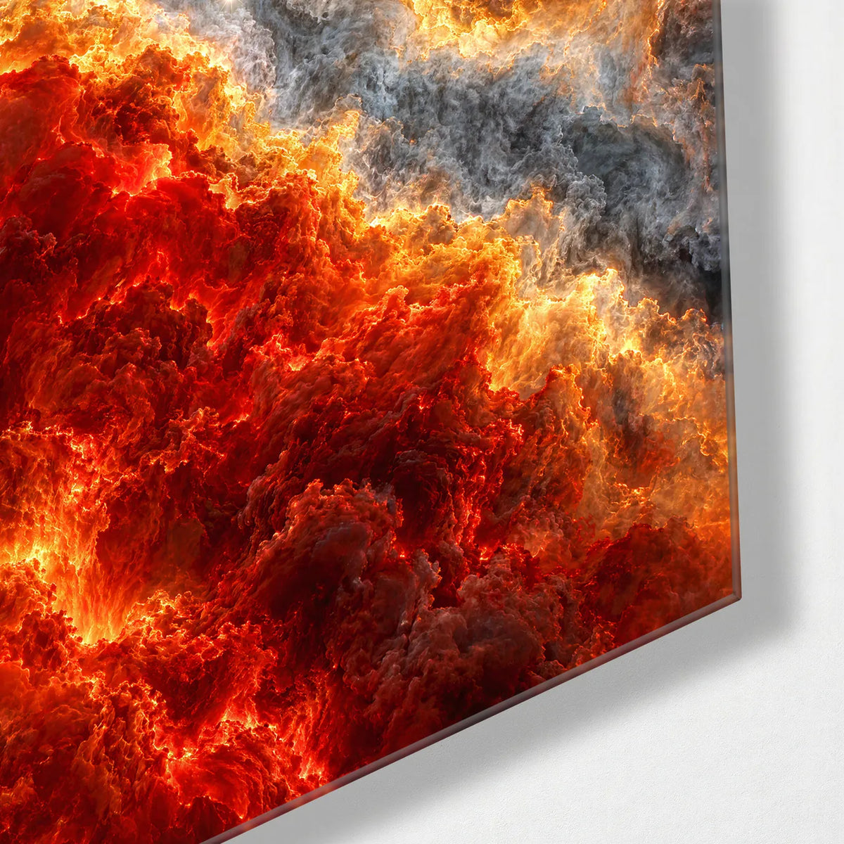 Fireline Cloud — corner detail of glass wall art