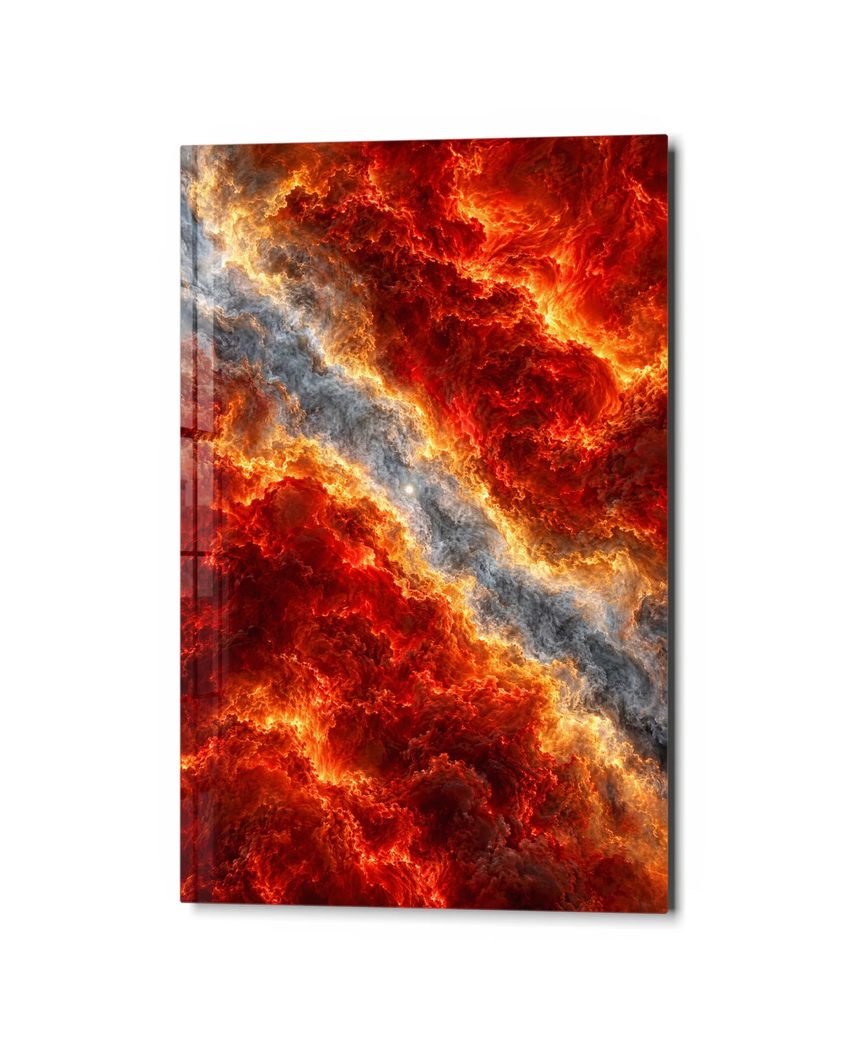 Fireline Cloud — studio view of glass wall art
