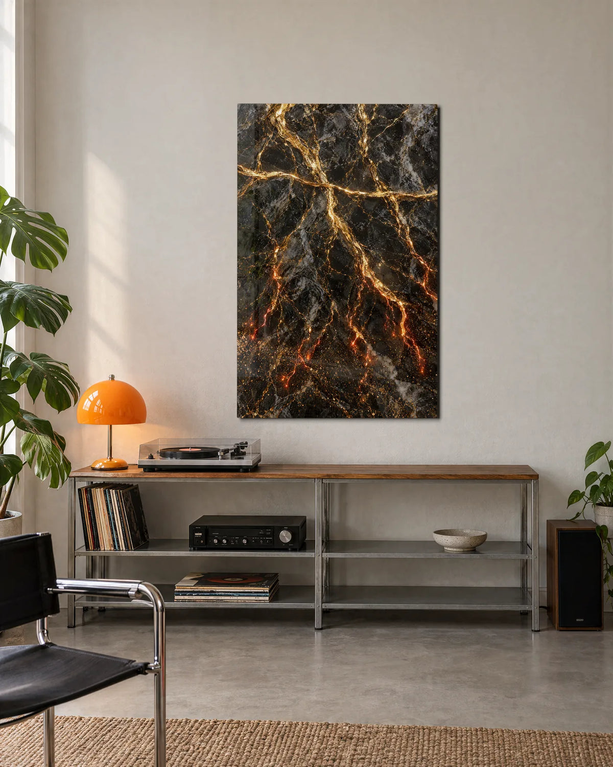 Gold through Dark Stone — shown in a living space