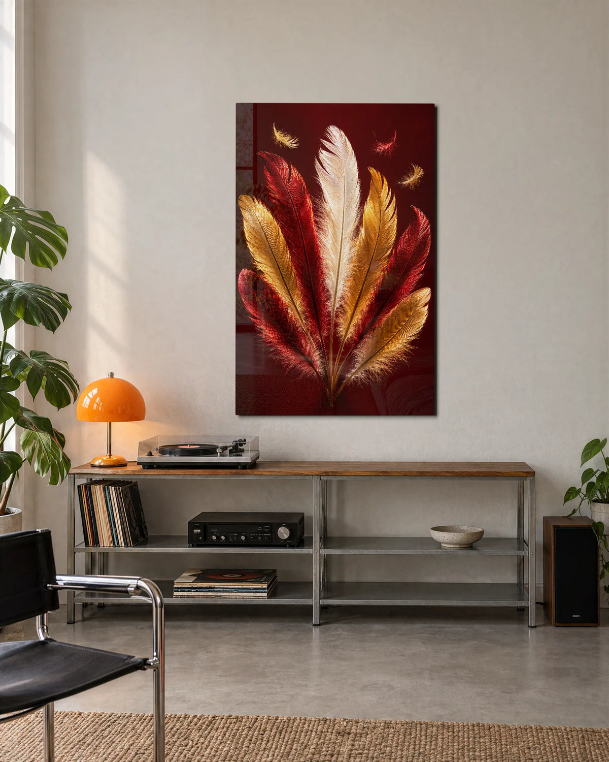 Warm Feather Fan — shown in a living space