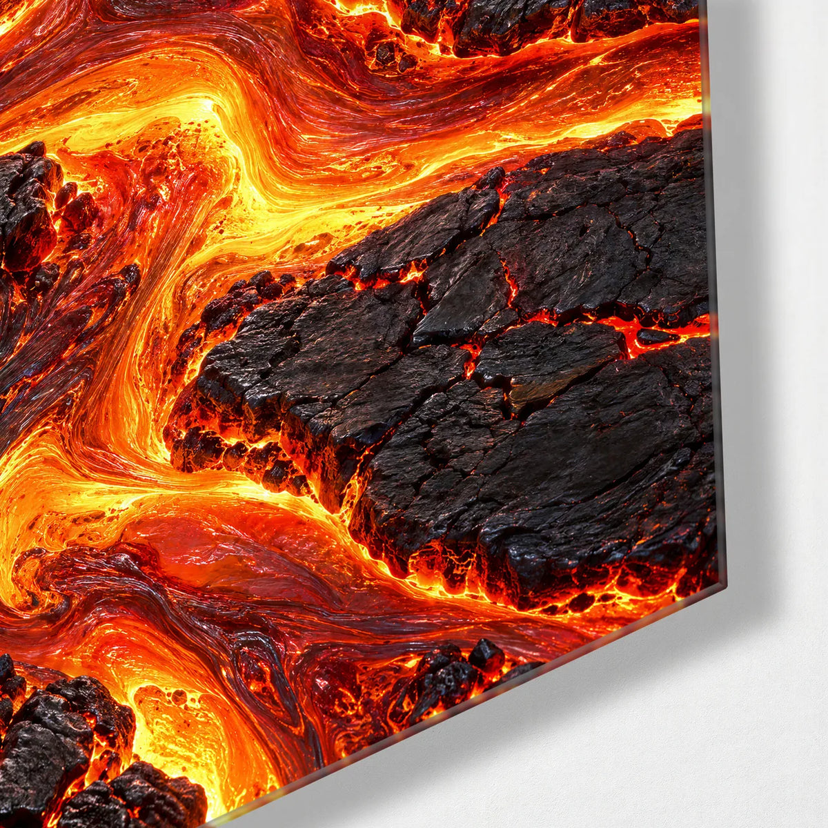Molten River — corner detail of glass wall art