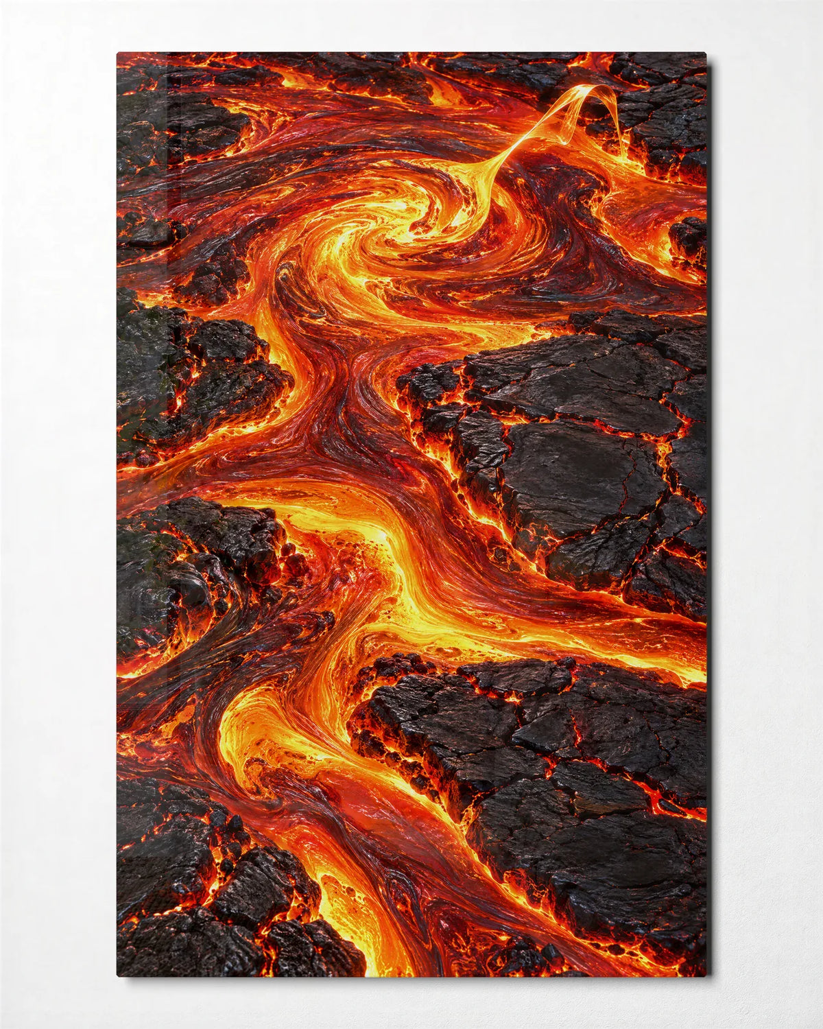 Molten River — front view of glass wall art