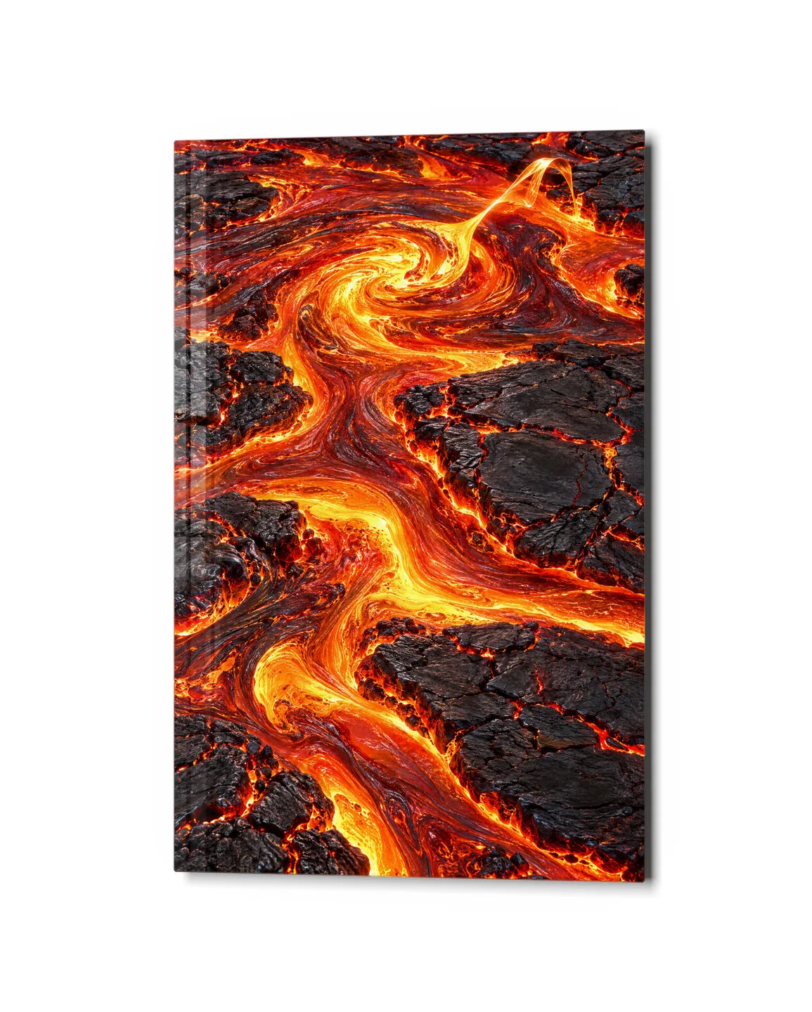 Molten River — studio view of glass wall art