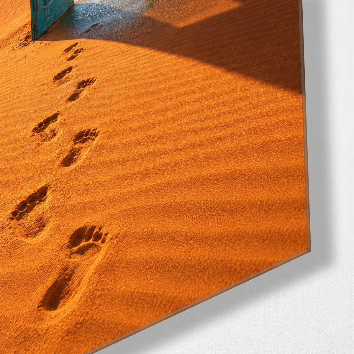 A Door Beyond the Dunes — corner detail of glass wall art