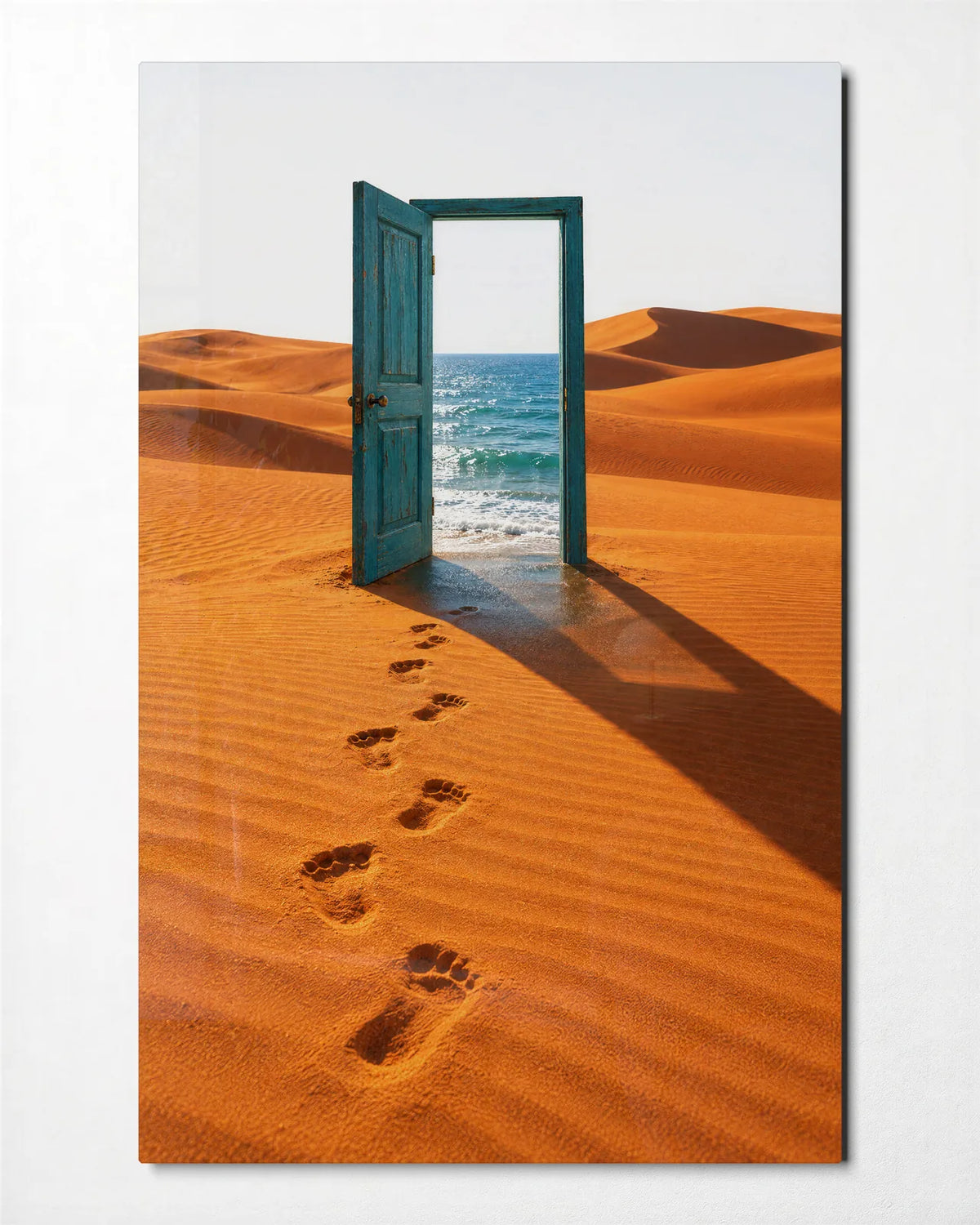 A Door Beyond the Dunes — front view of glass wall art