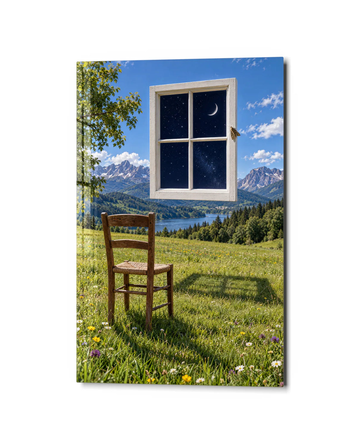 A Window to Night — studio view of glass wall art