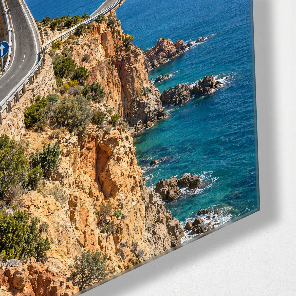 The Coastal Loop — corner detail of glass wall art
