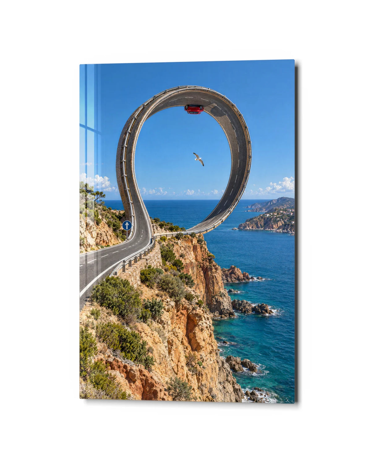 The Coastal Loop — studio view of glass wall art