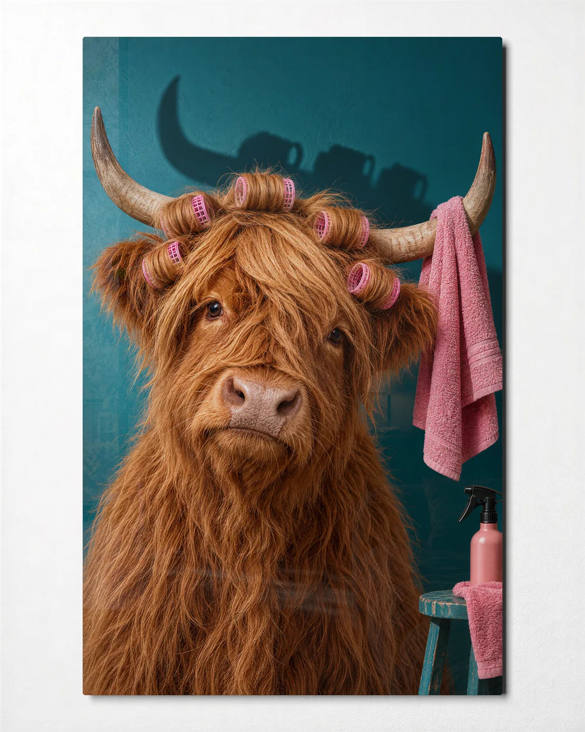 A Very Good Hair Day — front view of glass wall art