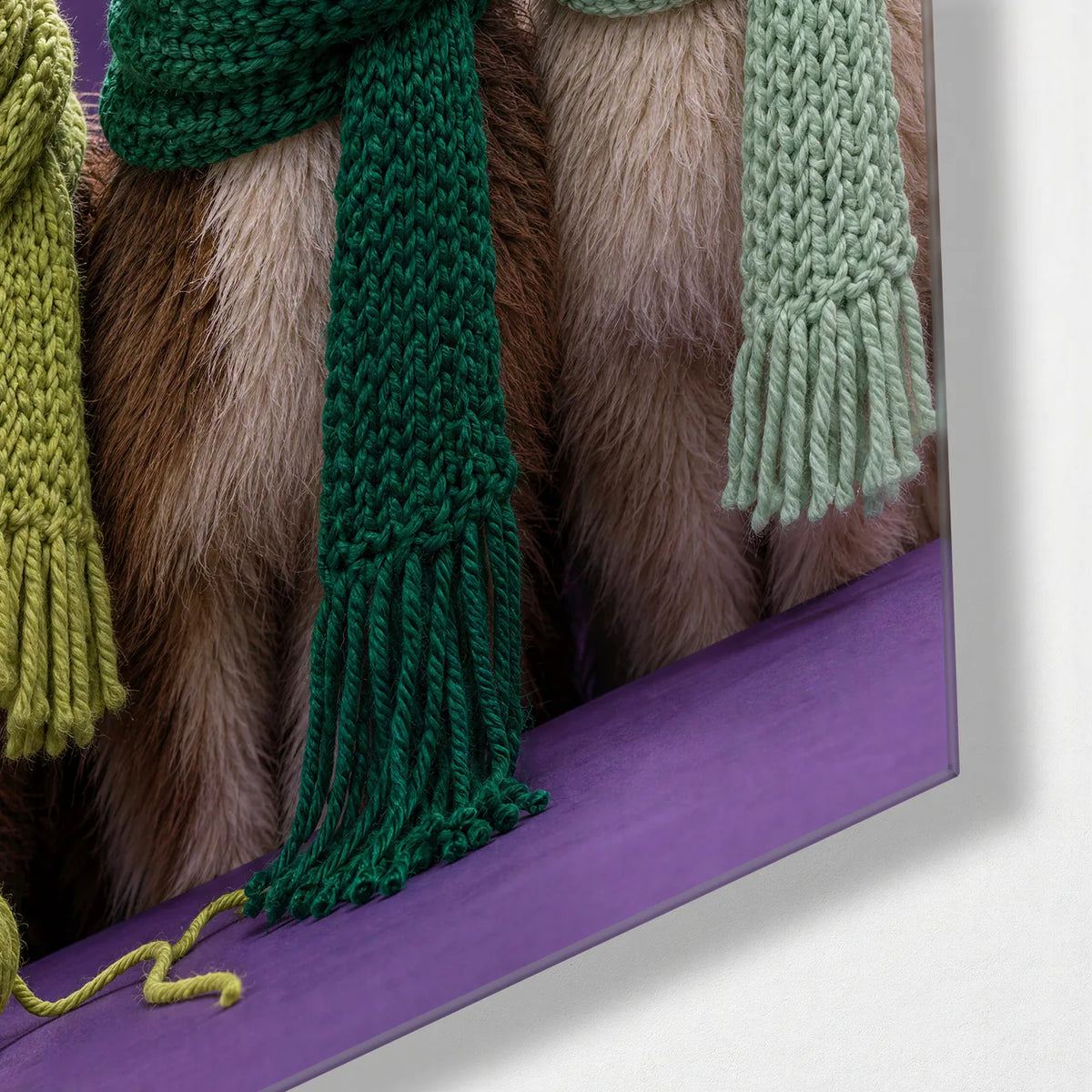 Scarves for Three — corner detail of glass wall art