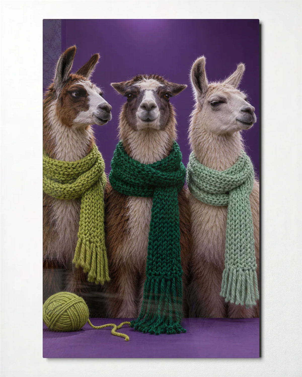 Scarves for Three — front view of glass wall art