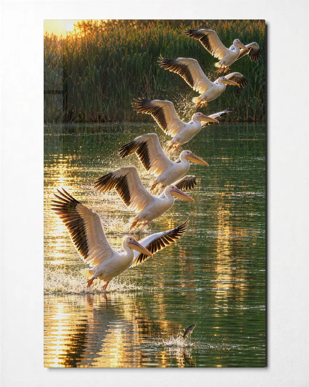 Lifting from the Water — front view of glass wall art