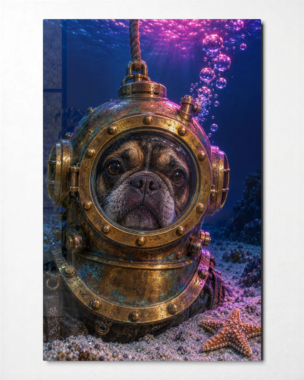 The Deep-Sea Dog — front view of glass wall art