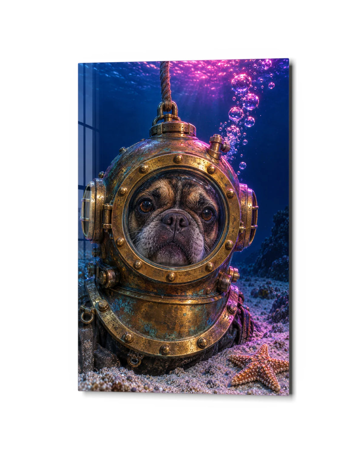 The Deep-Sea Dog — studio view of glass wall art