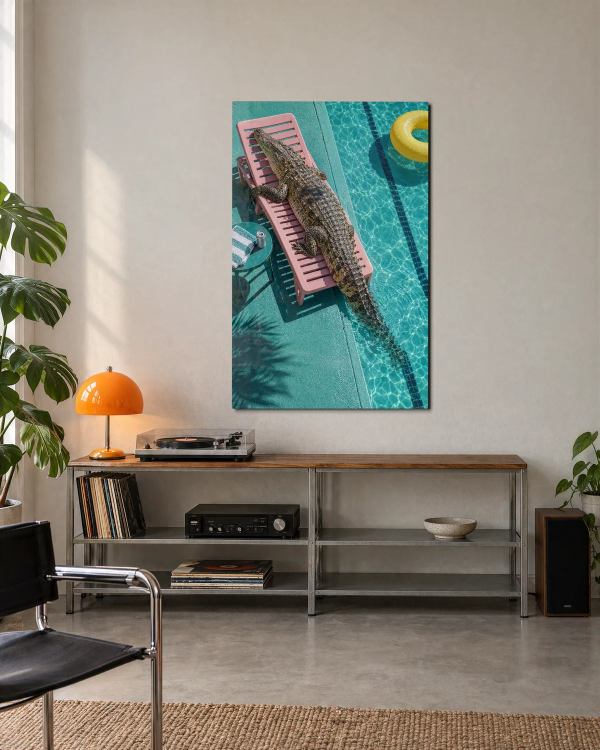 Crocodile on Holiday — shown in a living space