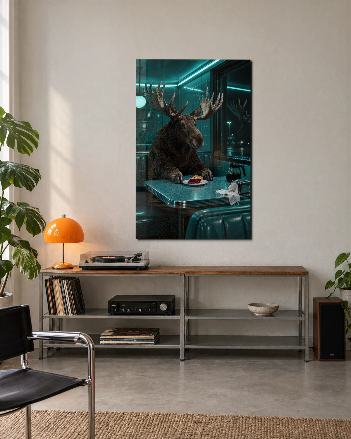 Moose at Midnight — shown in a living space