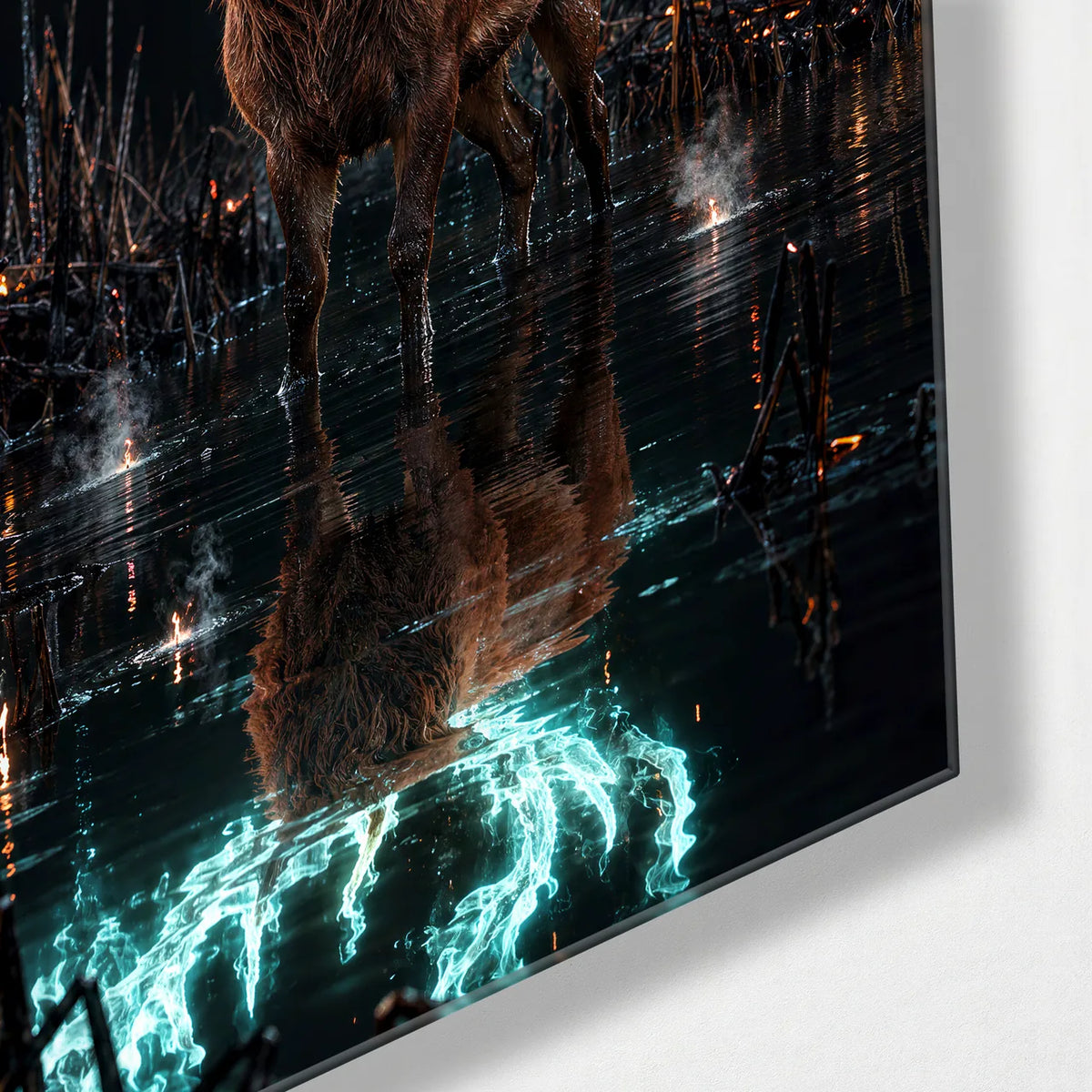 Antlers of Light — corner detail of glass wall art