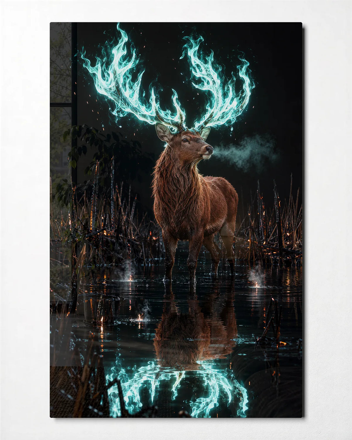 Antlers of Light — front view of glass wall art