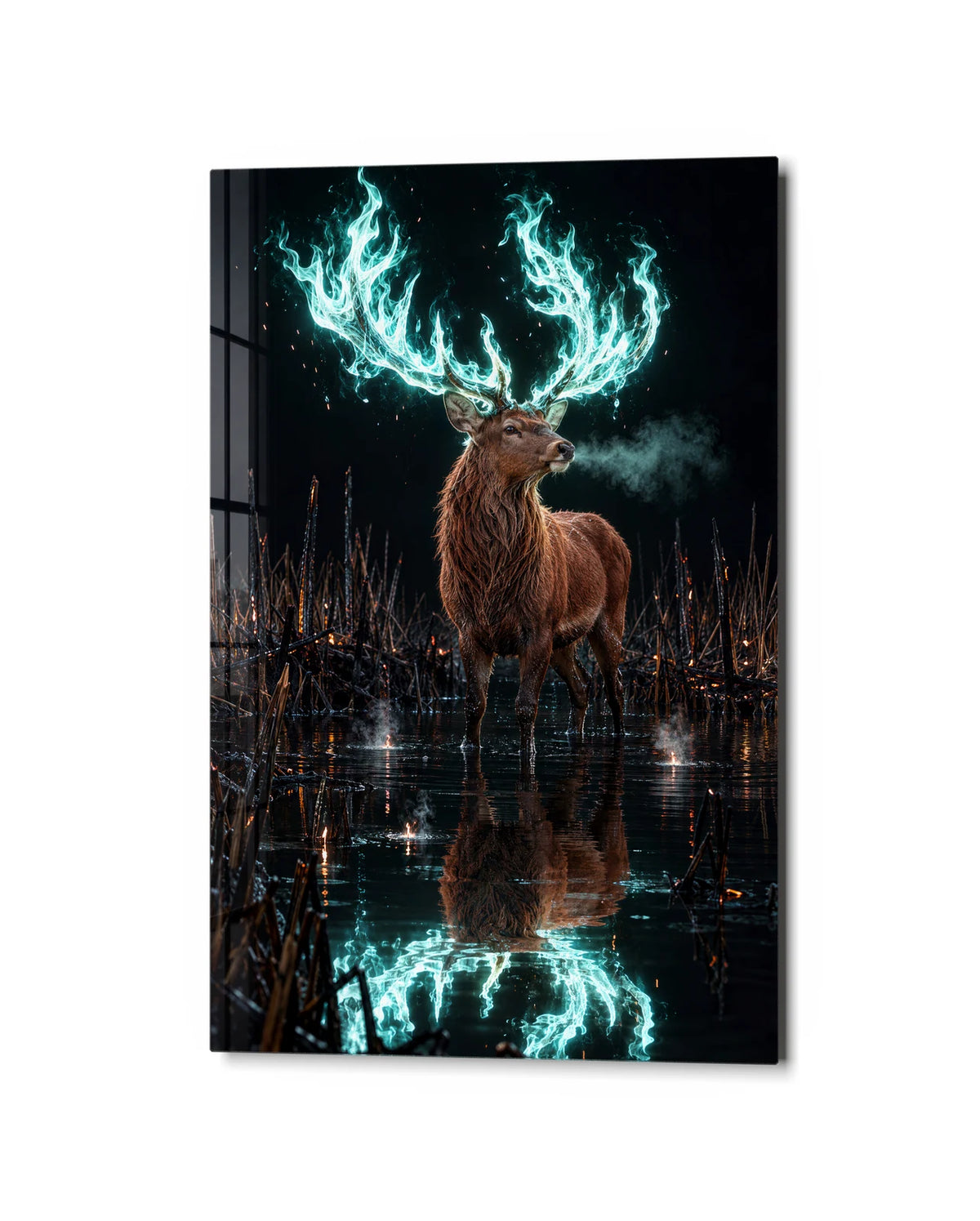 Antlers of Light — studio view of glass wall art