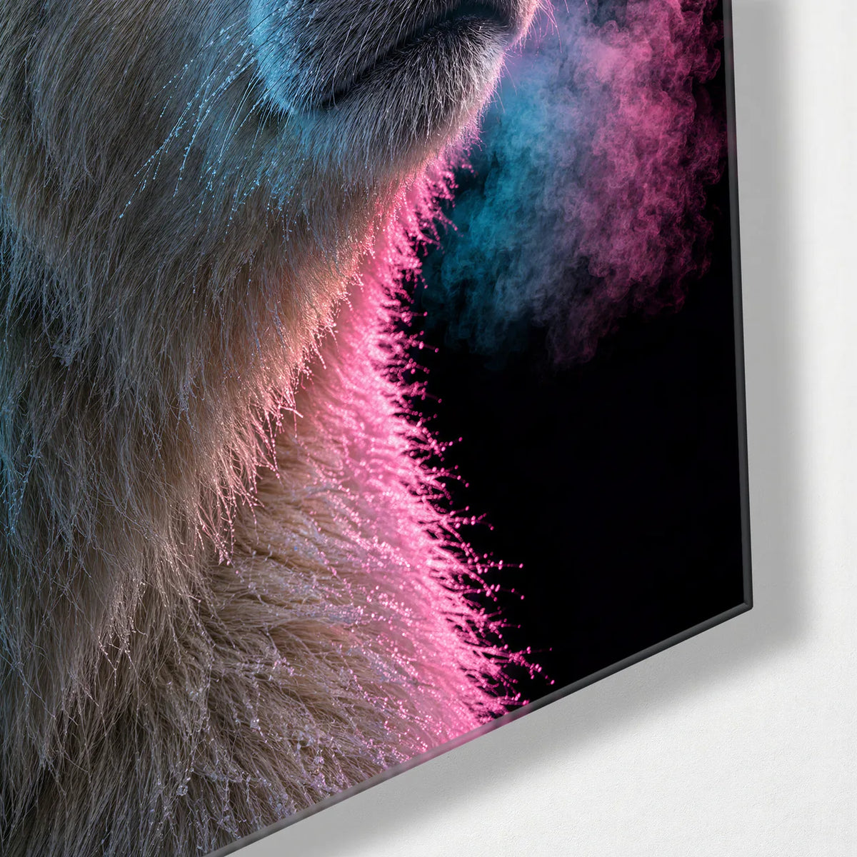 Polar Bear After Dark — corner detail of glass wall art