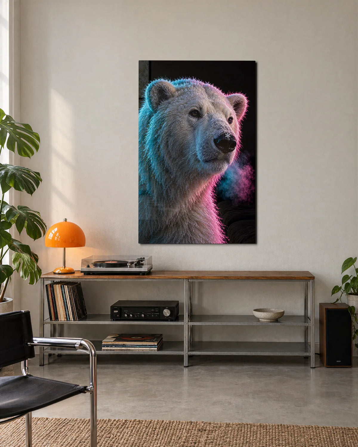 Polar Bear After Dark — shown in a living space