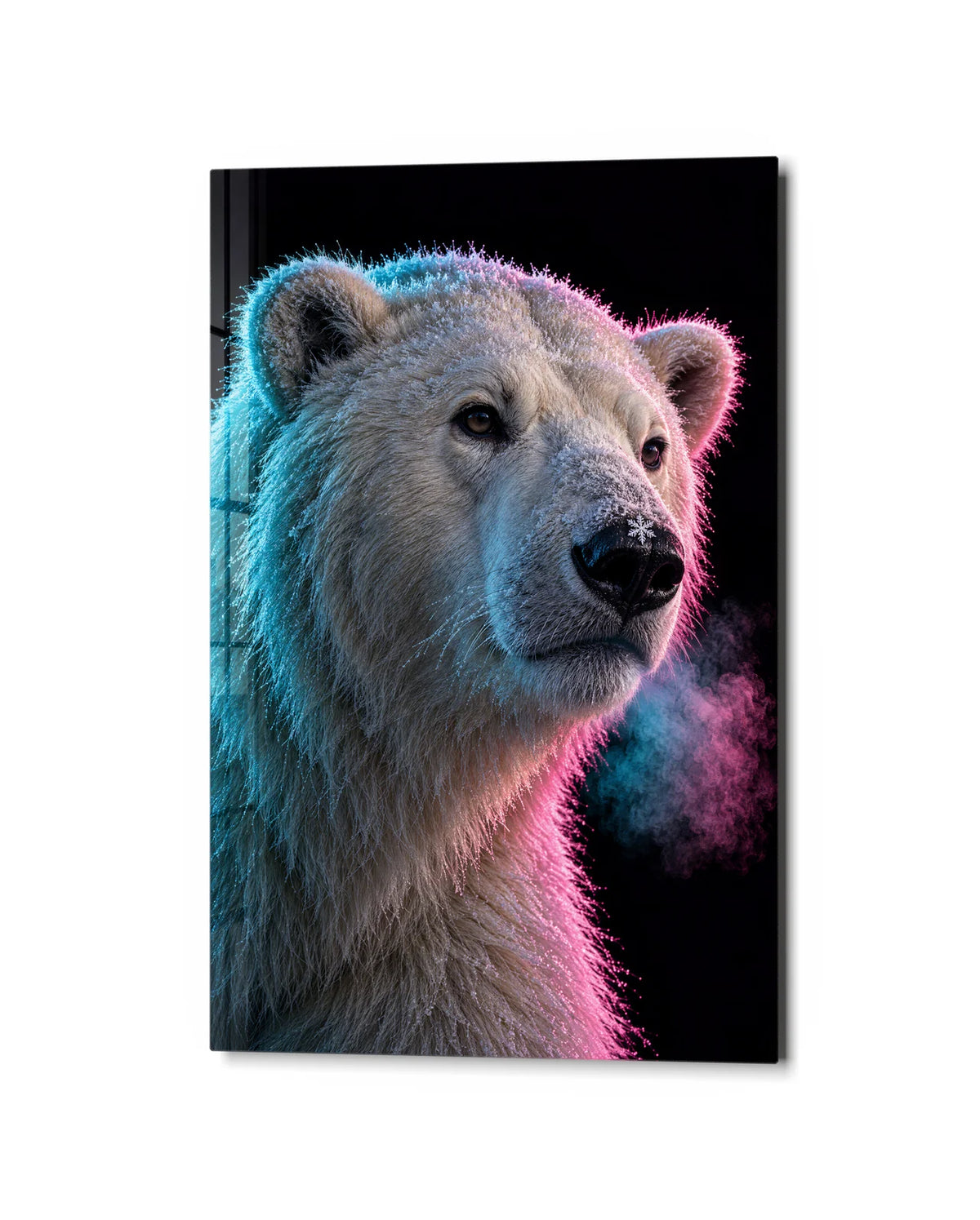 Polar Bear After Dark — studio view of glass wall art