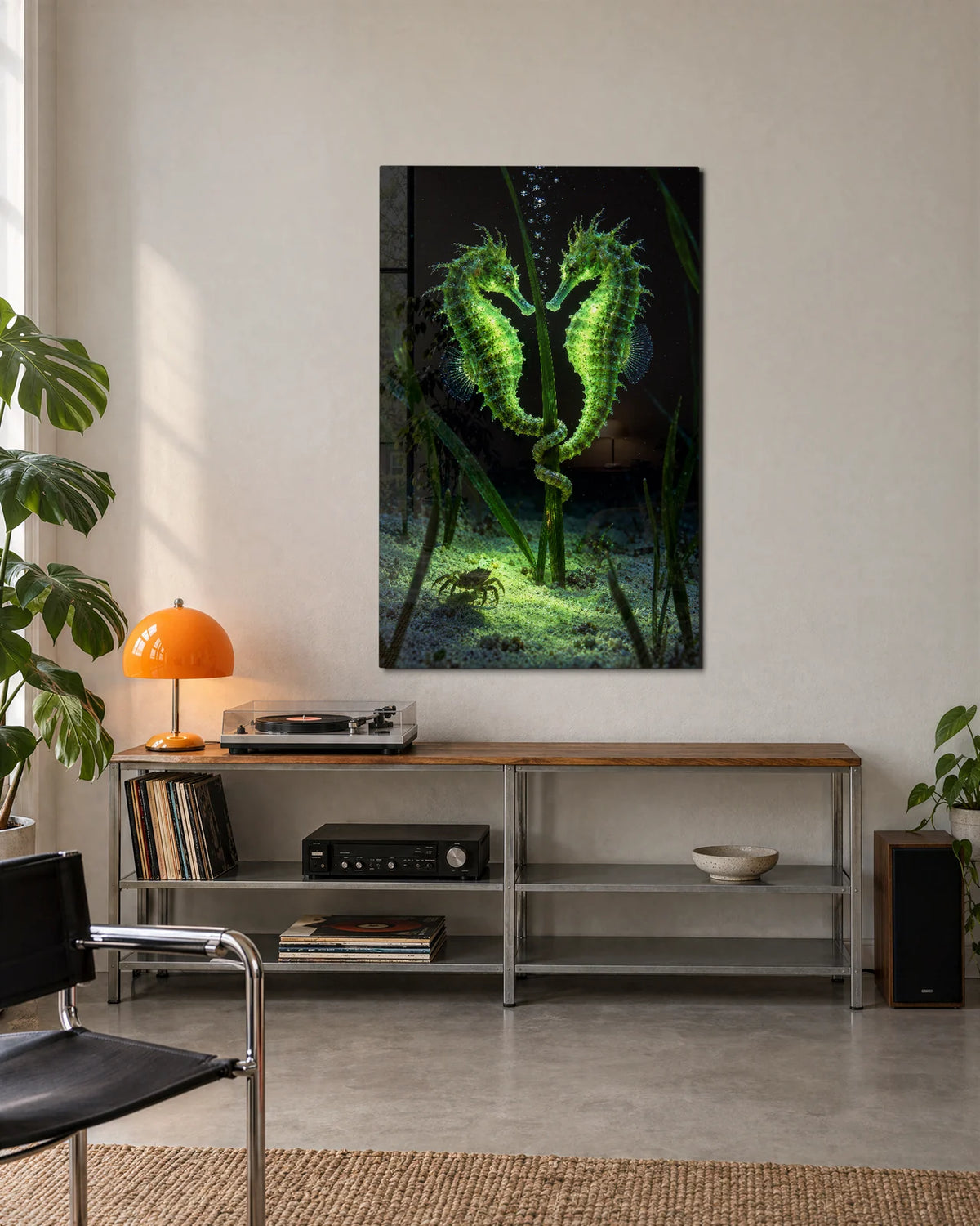Two Seahorses — shown in a living space