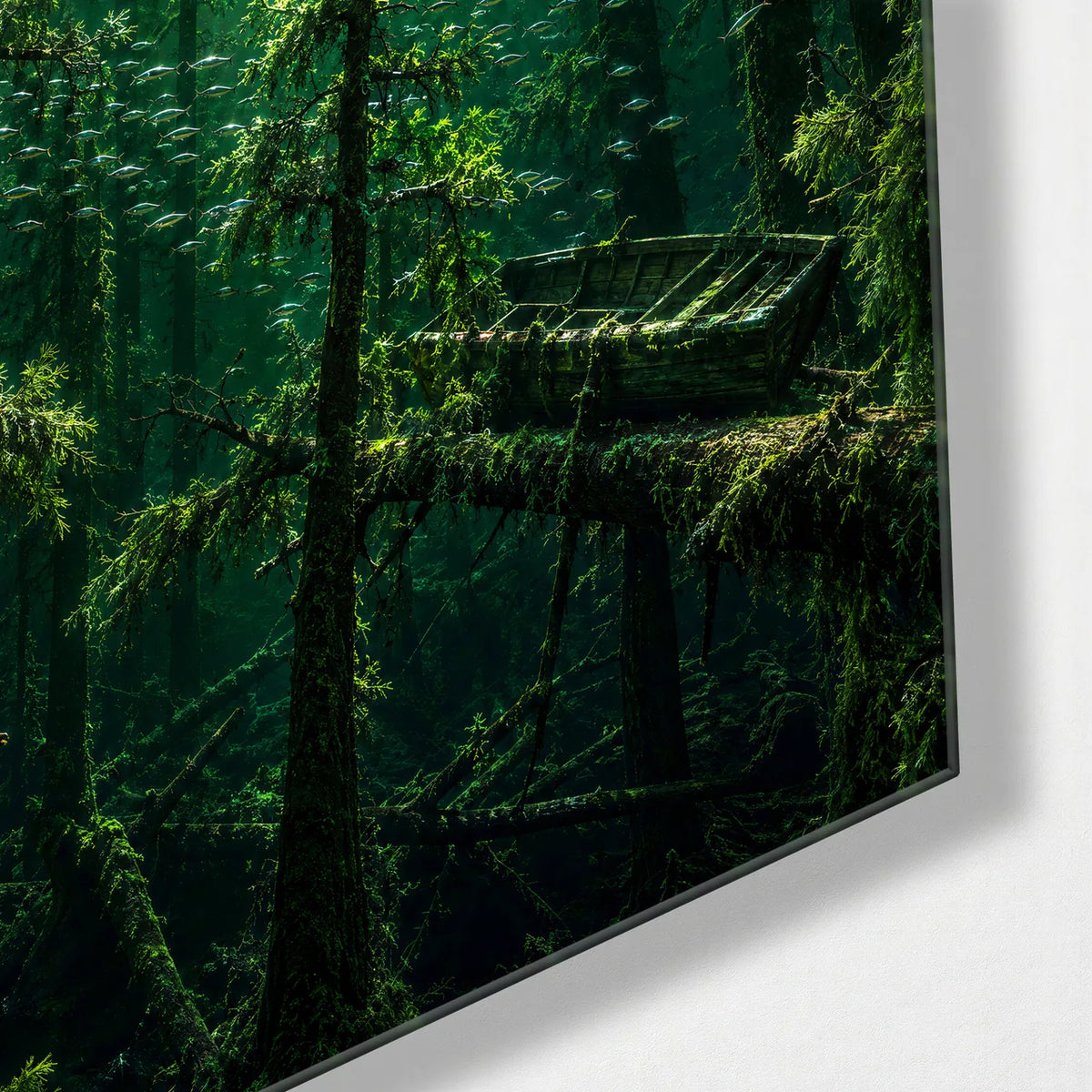 The Underwater Forest — corner detail of glass wall art