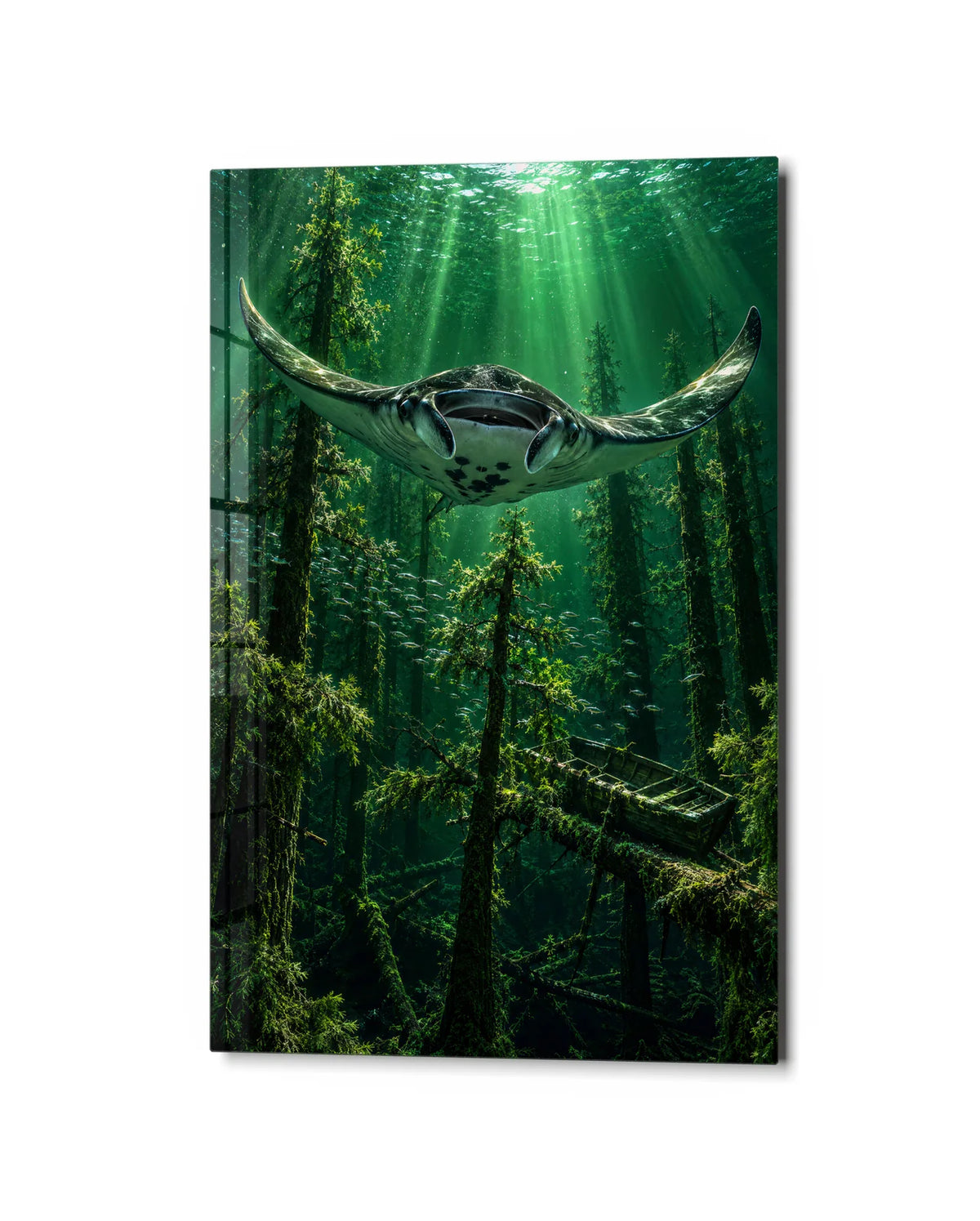 The Underwater Forest — studio view of glass wall art