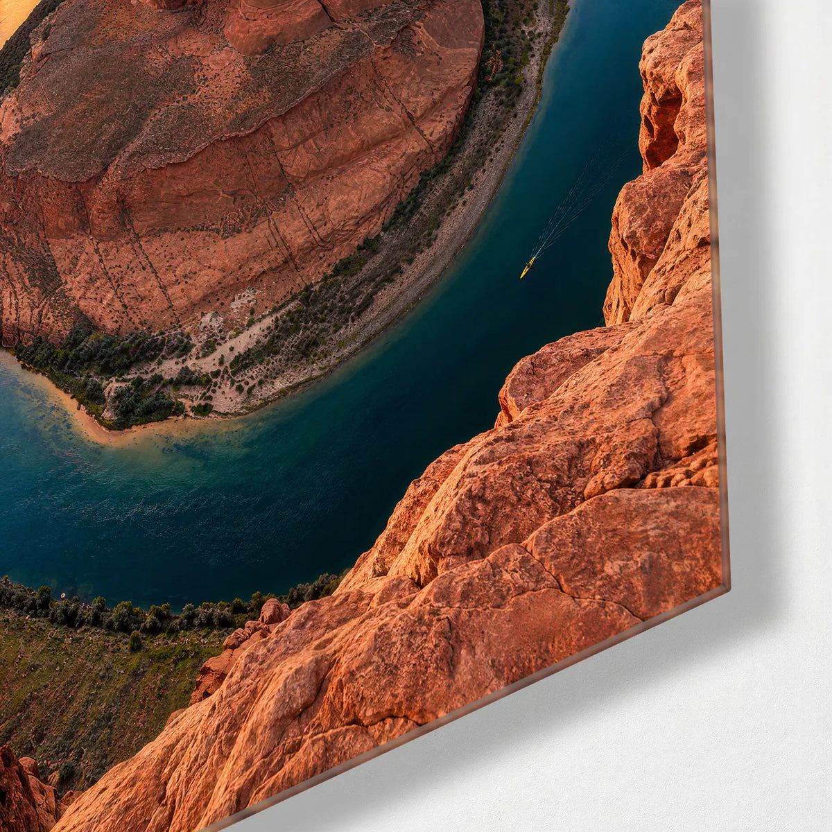 Around the Canyon Bend — corner detail of glass wall art