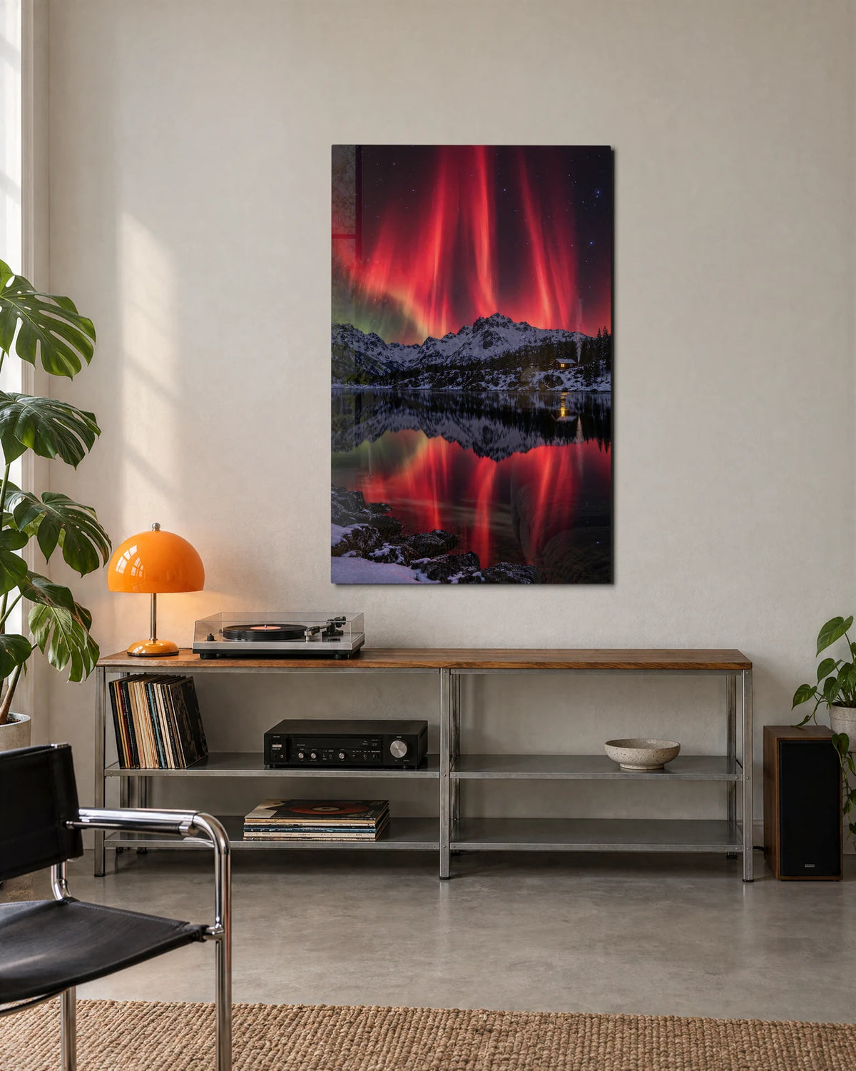 Red Lights Over the Lake — shown in a living space