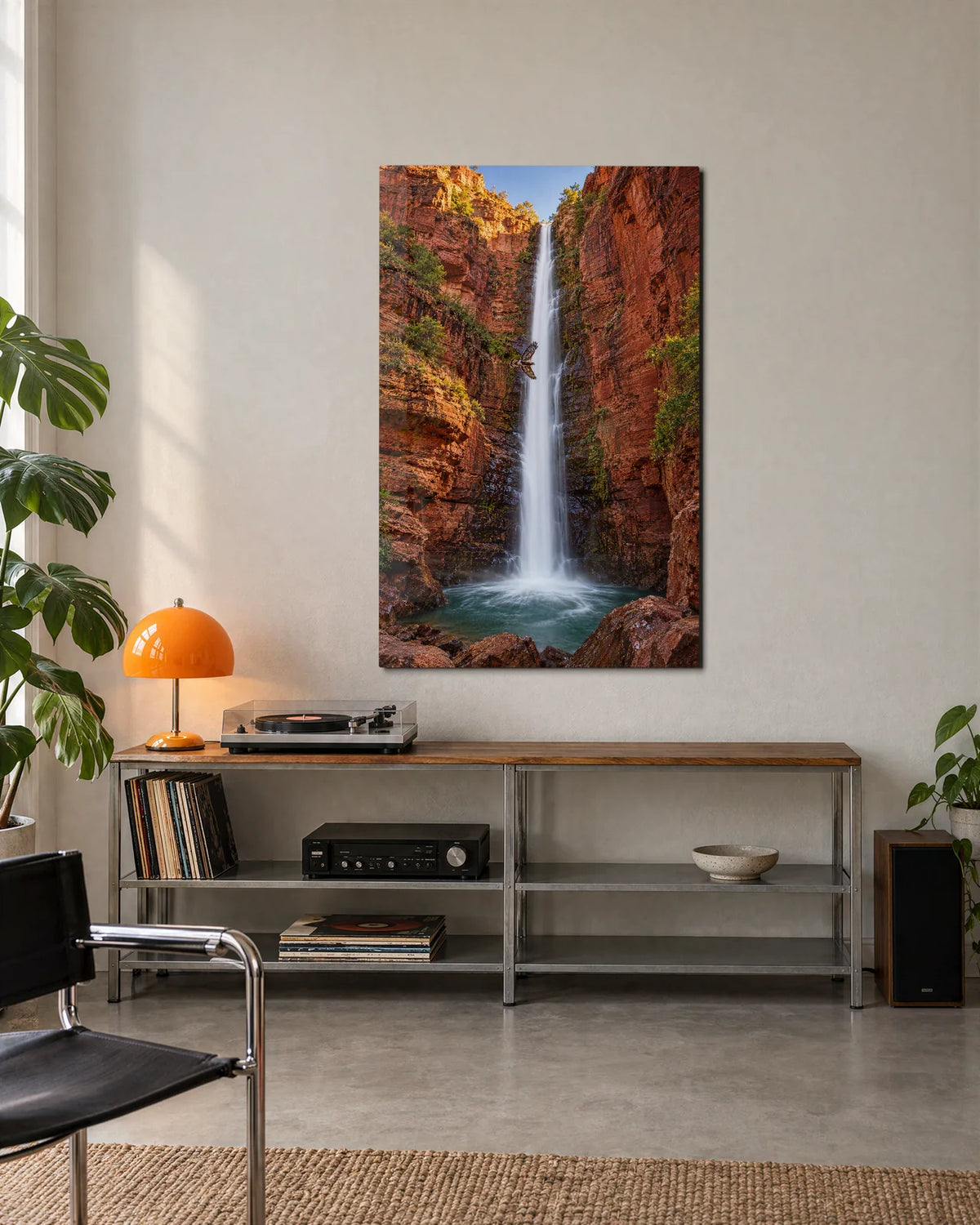 Water down the Red Rock — shown in a living space