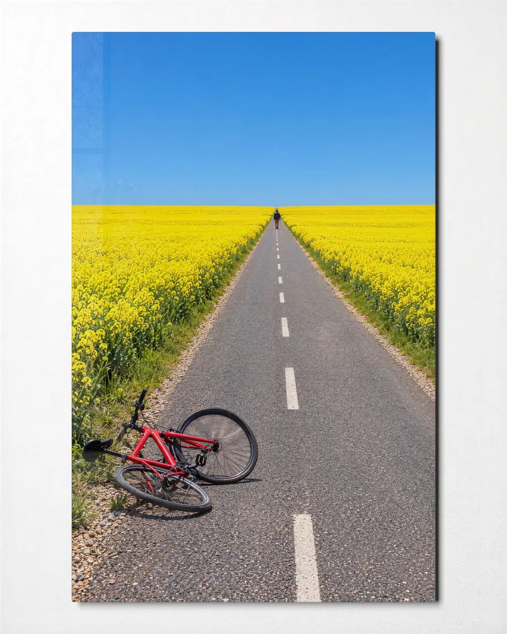 A Road Through Yellow — front view of glass wall art