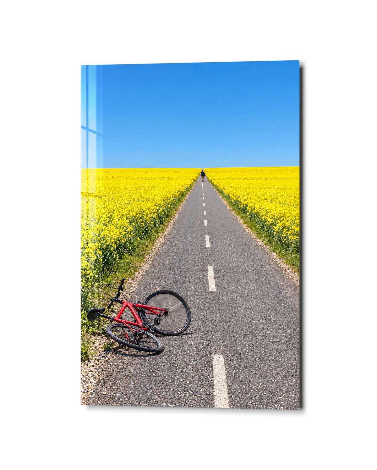 A Road Through Yellow — studio view of glass wall art