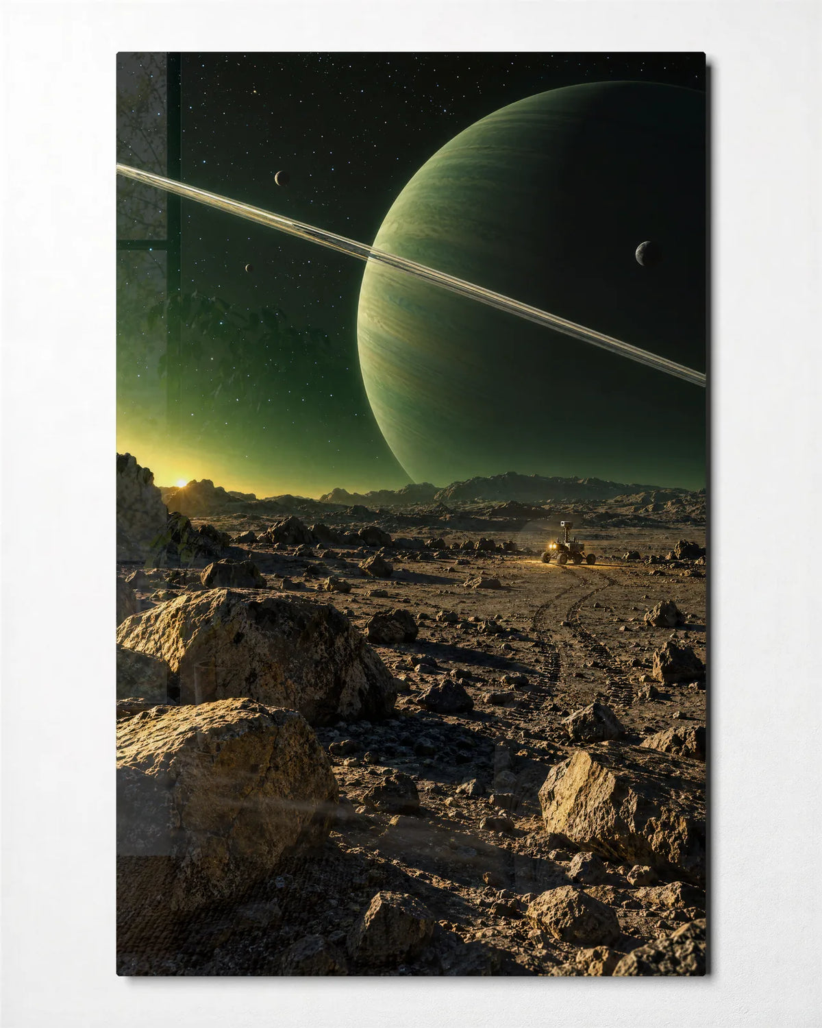 Under a Ringed Sky — front view of glass wall art