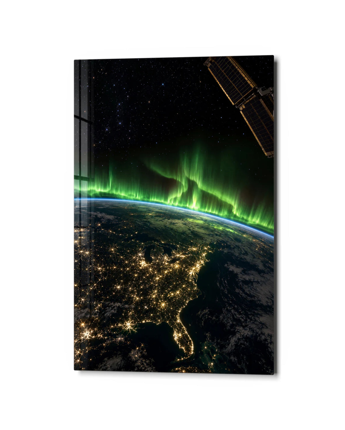 Green Above the Earth — studio view of glass wall art