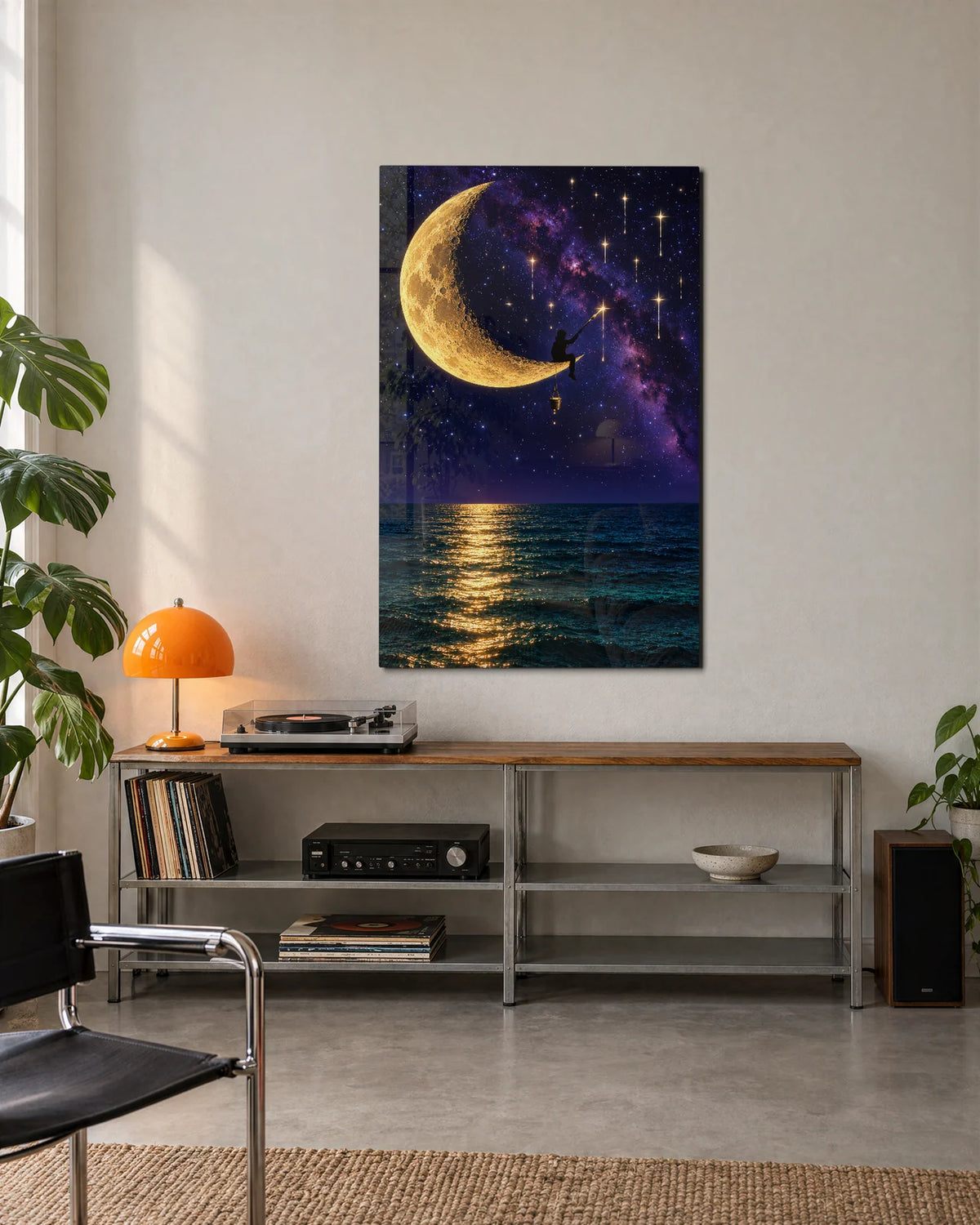 Fishing from the Moon — shown in a living space