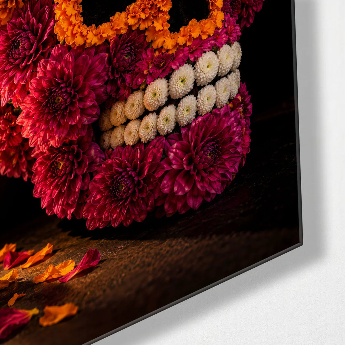 Flowers Remember — corner detail of glass wall art