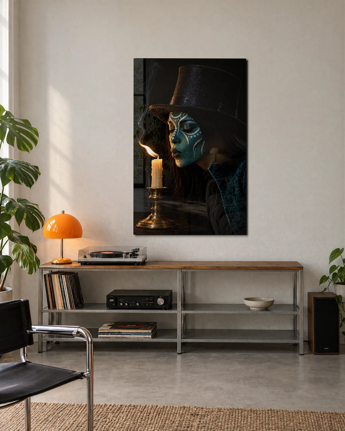 Candle and Top Hat — shown in a living space